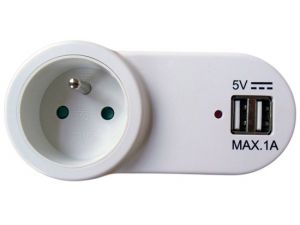 Solid DC24 nabíjecí USB adaptér 2 x 1000mA se zásuvkou - bílý