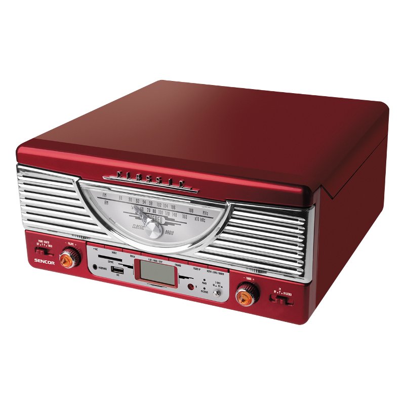 Sencor STT014 Red Gramofon s CD, FM a USB