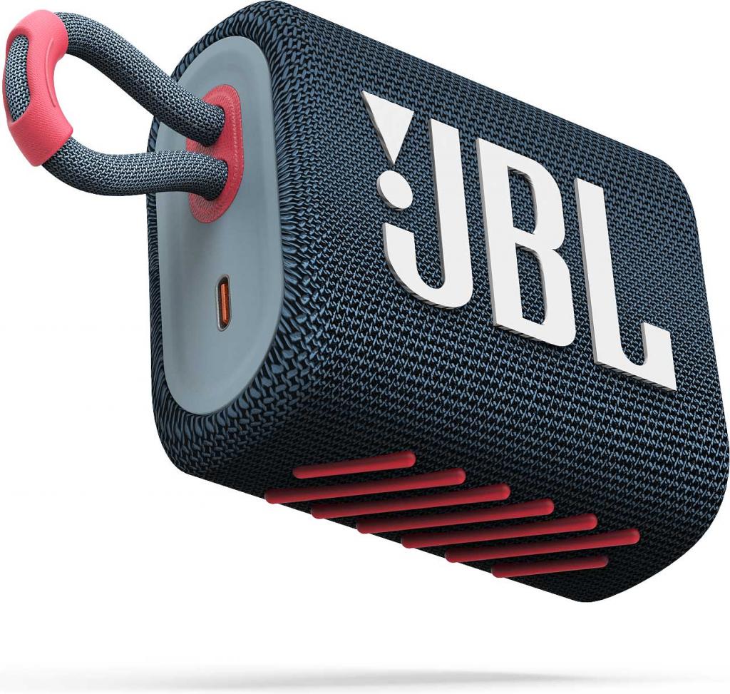 JBL GO3 přenosný bluetooth reproduktor - modrý korál